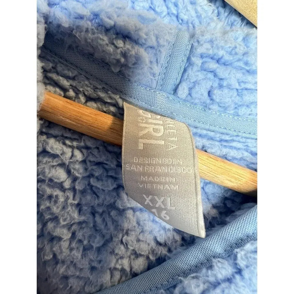 Athleta Girl So Snug Sherpa Hoodie Fleece Pullover Sweatshirt Blue Size XXL (16) - Picture 2 of 5